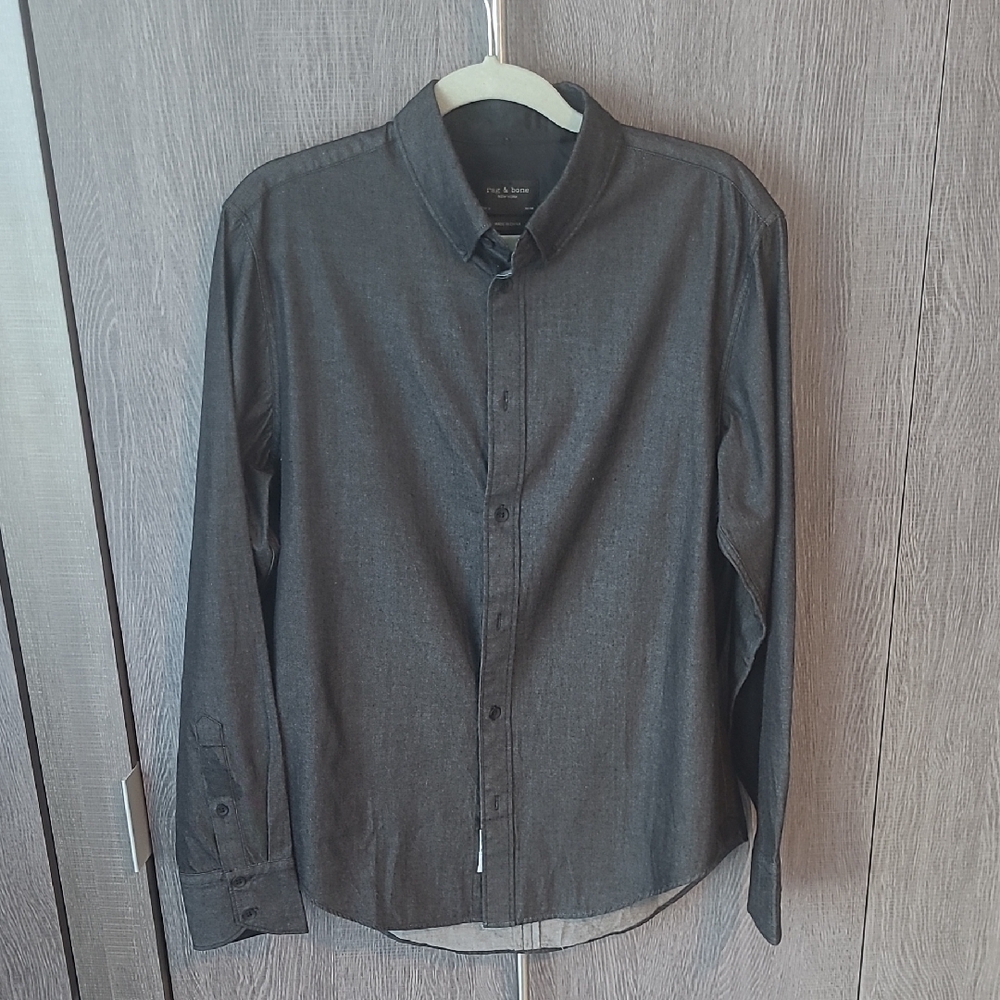 Rag & Bone Men's Charcoal Button-Down Shirt